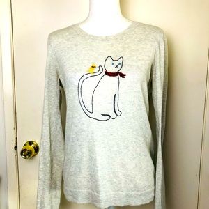 J Crew Cat with Scarf Sweater